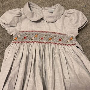 Edgehill Collection Gray Dress with Colorful Embroidery